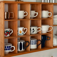 Étagère murale flottante rectangulaire en bois massif pour l'affichage de tasses à café, de thé, d'huiles essentielles, étagère murale géométrique