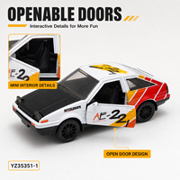 Voiture de course sportive JDM en métal moulé sous pression, échelle 1:36, modèle AE86, avec phares escamotables et portes ouvrables, pour enfants - Vente en gros