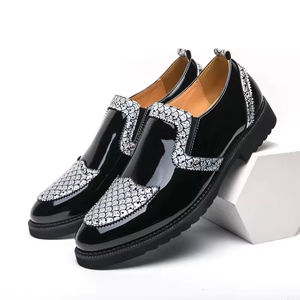 S0068X New Men's Leather Cowhide Gentleman Formal Slip-On Pearl Fashion Oxford Light Autumn Groom <b>Shoes</b> - Product Image 5