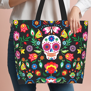 Bolsa de Lona con Temática del Día de los Muertos en México, 12x13 Pulgadas, Lona en Blanco, Bolsa de Lona Personalizada, Impresión por Transferencia de Calor - Product Image 3