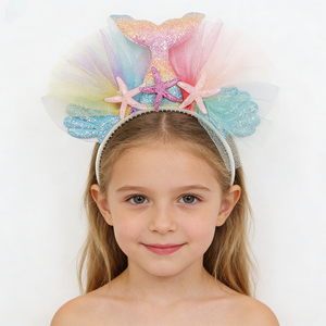 Diadema con Cola de Pez para Bebés, Accesorio para el Cabello, Diadema Infantil con Diseño de <span class=keywords><strong>Sirena</strong></span>, Conchas y Estrellas de Mar - Product Image 6