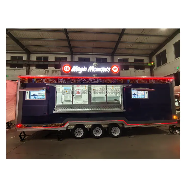 USA 20ft Kitchen Truck Taco Towable Food Trailer with Full Kitchen Shawarma Concession Trailer Churros BBQ Food Truck