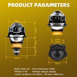 Sanvi A45 Lente de Proyector Mini Bi-LED de 3.0 Pulgadas 6000K 72W 12V Doble Chip Doble Reflector para Actualización de Faros de Coche - Product Image 3