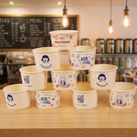 Gobelets en papier jetables de qualité alimentaire, écologiques, à paroi simple, revêtus de PE, avec motif de dessin animé mignon, de couleur personnalisée, multi-tailles, résistants à l'huile et à l'eau