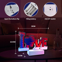 Lumières Décoratives Cœur Rose Miroir Lampe Tendance Saint-Valentin