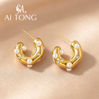 Boucles d'oreilles pendantes en perles baroques, en acier inoxydable plaqué or 18 carats, motif cœur et fleur, pour femme, mariage, usage quotidien, bijoux de mode, vente en gros