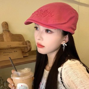 Japanese Retro Denim <b>Beret</b> For Women Rose Red Spring Autumn Breathable Cotton Hat Female Fashion Style - Product Image 2