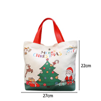 Custom Schattige Santa Claus Draagtas Handtas Full Color Print Xmas Party Decor Etui Kleine Canvas Kerstcadeauzakjes Met Handvat