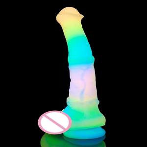 Leuchtender Dildo in Tierform, Pferdepenis-Simulation, Analplug für Erwachsene, Mehrfarbiger Leuchtender Silikon-Dildo - Product Image 2