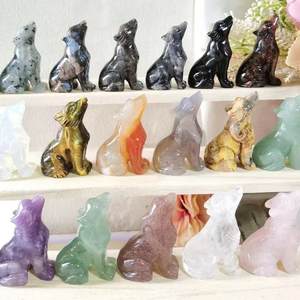 17 tipi 2 pollici Reiki Crystal Wolf/Carving pietra naturale pietra preziosa cristallo di quarzo animale <span class=keywords><strong>lupo</strong></span> statua per la decorazione domestica dell'auto - Product Image 2