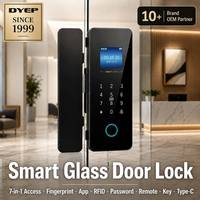 Cerradura de Huella Digital para Puerta de Vidrio de Oficina, Cerradura de Código para Puerta con Marco y sin Marco, Timbre Integrado, Cerradura Inteligente