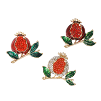 Mode-sieraden Leuke Fruit Olie Drop Strass Granaatappel Legering Broche Pin voor Zomer Vrouwen Feest Huwelijkscadeau Decoratie