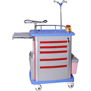 Hospital ABS emergency cart plastic nursing cart emergency trolley with drawers Medical Furniture with factory cheap price