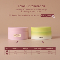 Pot en plastique pour cosmétiques pour animaux de compagnie, couleur dégradée mate personnalisée, avec cuillère, 4 oz, pot à large ouverture pour beurre corporel, crème pour le visage