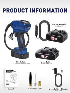 ยางรถยนต์ไร้สาย20V/12V แบบ Dual-powered <span class=keywords><strong>Inflator</strong></span> 150 PSI 10000mAh แบตเตอรี่ความจุหยุดอัตโนมัติพร้อม LED สีฟ้าอ่อน - Product Image 2