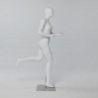 Tienda de moda Escaparate Deportes femeninos Cuerpo completo Correr Cara de huevo Maniquí blanco mate