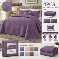 Vente en gros de linge de lit de luxe pour hôtel, ensemble de couette en microfibre gaufrée ultrasonique 4 pièces, couleur bleue