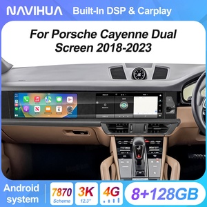 เครื่องเล่นดีวีดีติดรถยนต์ระบบแอนดรอยด์หน้าจอคู่ขนาด 12.3 นิ้ว รุ่นใหม่ สำหรับรถยนต์ Porsche Cayenne พวงมาลัยขวา ปี 2018-2023 ระบบความบันเทิงสำหรับผู้โดยสาร - Product Image 6