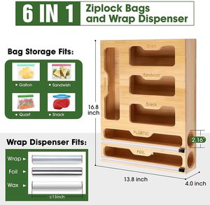 Factory Price Sales Kitchen Bamboo Ziplock Bag Organizer And Ziplock Bag Storage Organizer