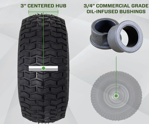 Ensemble de roue de pneu de remplacement pneumatique HL 15x6.00-6 facile à installer pour les tondeuses à gazon Craftsman compatibles - Product Image 4