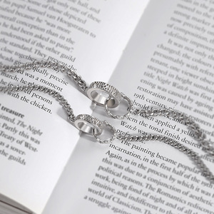 Double Ring Couple Bracelet Tibetan Silver Geometric Lock Design Unisex Gift Jewelry - Product Image 3