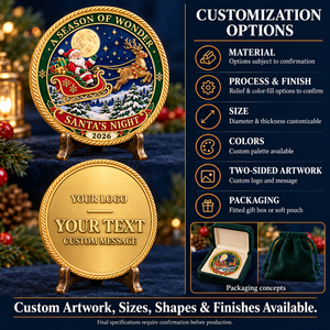 Pièce de monnaie personnalisée 2026 sur le thème du défi de la traîneau du Père Noël avec dos personnalisé pour cadeaux de Noël et objets de collection OEM ODM - Product Image 4