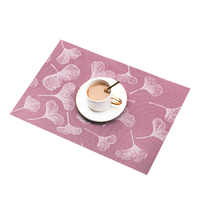 Feuille de ginkgo biloba crypté tressé tapis de table imperméable tapis d'isolation en PVC écologique tapis de table anti-moisissure sous-verre