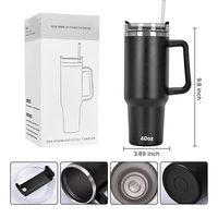 Taza de Viaje Personalizada con Logotipo Grabado con Láser, Taza Blanca de Doble Pared de Acero Inoxidable de 40 oz con Asa y Tapa con Pajita para Fiestas