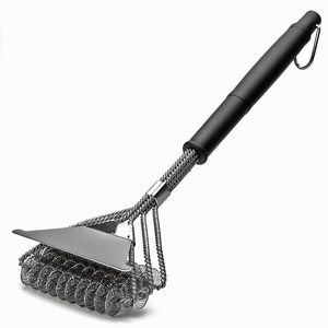 Cepillo y raspador para parrilla de acero inoxidable sin cerdas, suministrado por OEM, para limpieza de barbacoas al aire libre, antiadherente y resistente al calor - Product Image 1