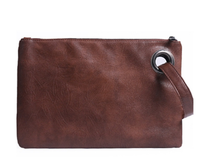 Sac à main de grande taille en cuir PU solide pour femme, pochette tendance, sac à main simple avec fermeture éclair
