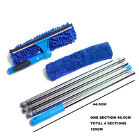 Lave-vitre ESD 2-en-1 en microfibre chenille avec poignée en plastique amovible Tête rotative-Outil de nettoyage de vitres