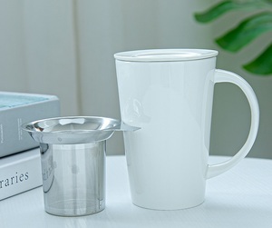 Juego de tazas de café de viaje de cerámica creativas al por mayor, colador de taza de té de porcelana con infusor y tapa - Product Image 5