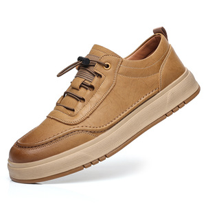 Chilowa Mocasines de cuero informales de negocios para hombre, suela de goma de tacón bajo, zapatillas de deporte a la moda para el tiempo libre - Product Image 4