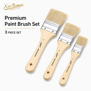Xin Bowen Lot de 3 grands pinceaux en poils de porc naturels pour gesso, acrylique, huile, toile, apprêt, <span class=keywords><strong>vernis</strong></span>, colle et teinture - Product Image 3