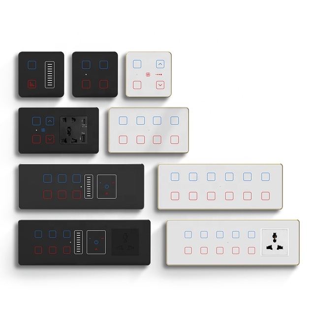 For Tuya Smart Life Zigbee Application Control Glass Touch Switch for India Standard 8M Home Multifunctional Combination 10A 240