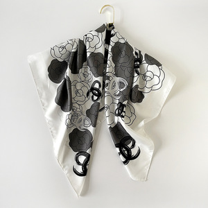 Twill <b>Silk</b> Feeling Satin <b>Scarf</b> 90x90cm Floral Printed <b>Square</b> Custom Printed Design <b>Scarf</b> Factory Direct - Product Image 2