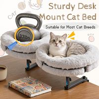 Hamac pour chat amovible à fixer sur le bureau, 360° °   Lit rotatif à hauteur réglable avec fourrure douce