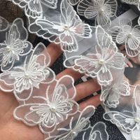 Organza Polyester Broderie 3D Perle Double LACE papillon Dentelle Accessoires DIY Accessoires De Mariage