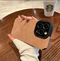 Coque de téléphone en cuir PU de luxe pour iPhone 17, 16, 15, 14, 13, 12, 11, 8, 7 – Protection d'objectif en peau d'agneau – Vente chaude