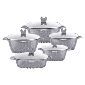 Dessini 10 Piece Square Aluminum <b>Soup</b> <b>Pot</b> Set Non Stick Cooking Pan Household Use - Product Image 3