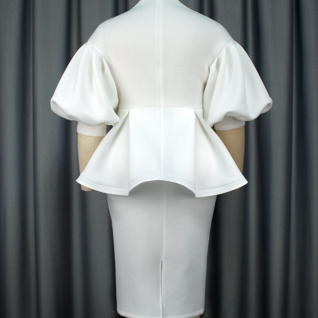 knee length dresses for ladies Women's White, Long-Sleeve Form-Fitted Dress Shirt main image 0