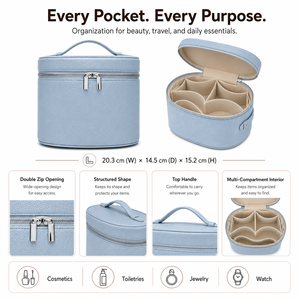 Custom Logo Pebbled PU Leather Cosmetic Bag for Women Elegant Large Capacity Travel <strong>Makeup</strong> Case Vanity <strong>Box</strong> Wholesale - Product Image 2