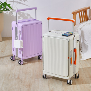Valise à roulettes large de style européen unisexe, ouverture frontale, roulettes pivotantes, <span class=keywords><strong>bagage</strong></span> de voyage d'affaires multifonctionnel avec <span class=keywords><strong>port</strong></span> de charge USB - Product Image 4