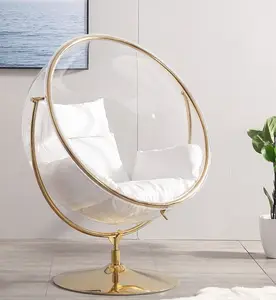 Indoor outdoor stainless steel round swivel lounge chair bubble chairs stand transparent acrylic