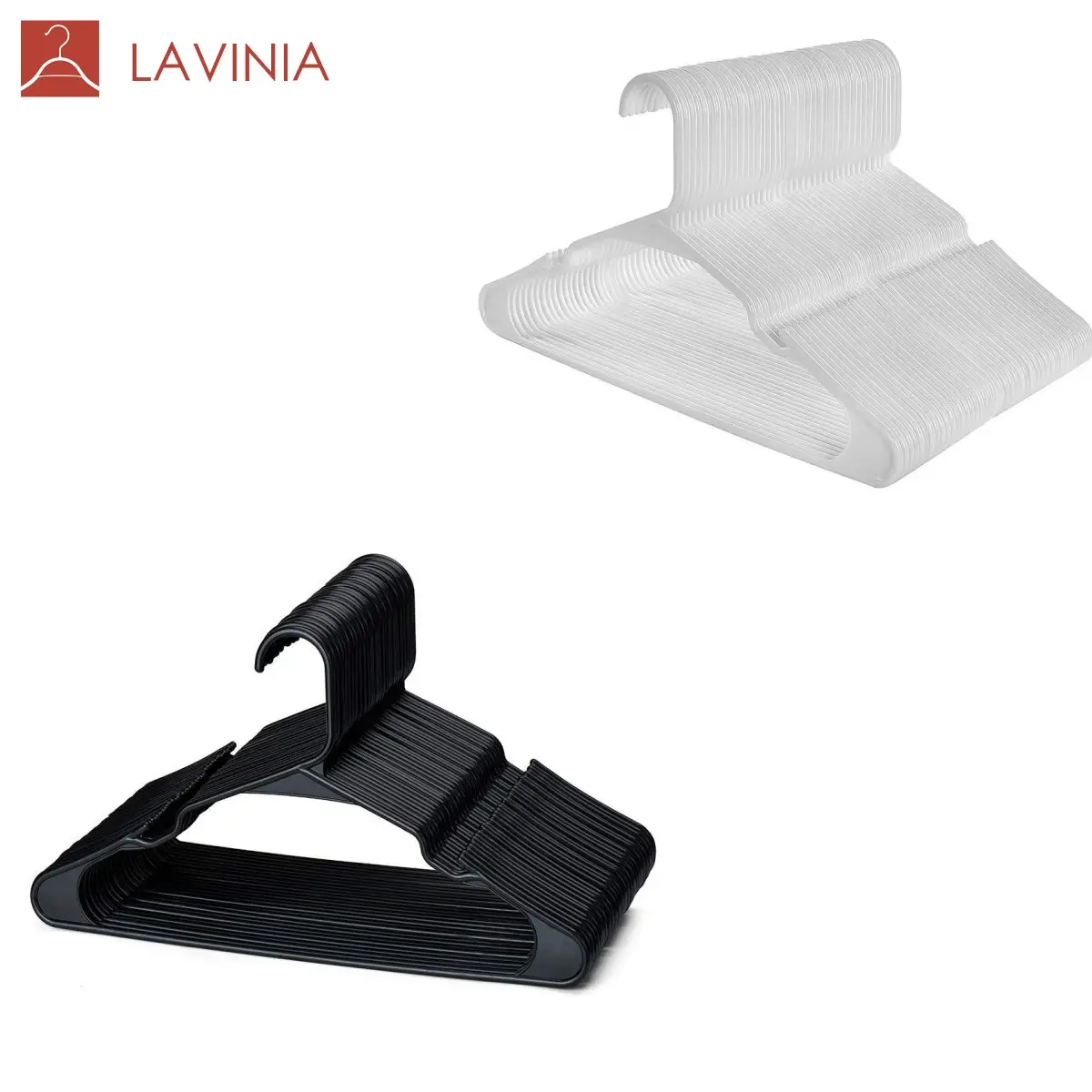 Lavinia Durable En Gros Antidérapant Gain De Place Léger Noir Cintres En Plastique