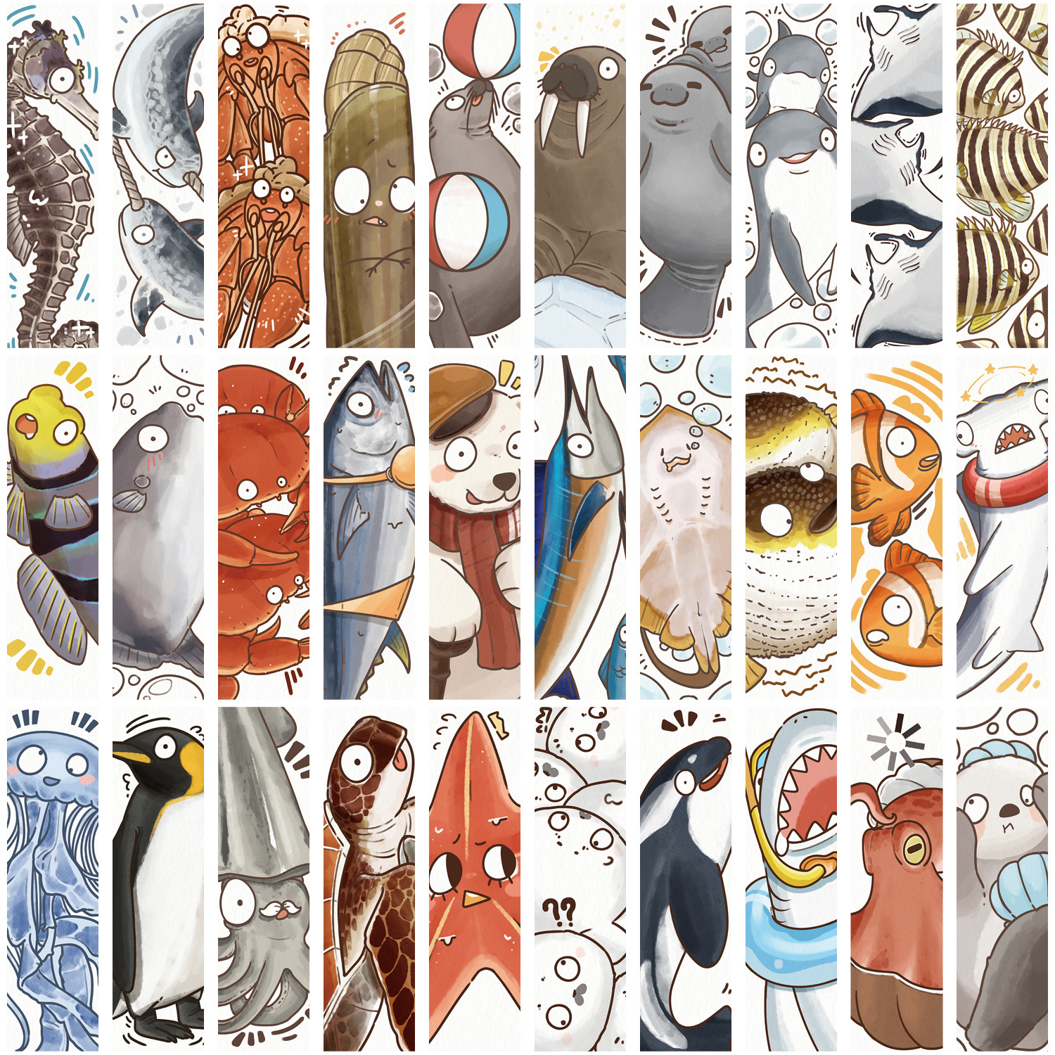 marcapáginas de animales marinos de colores