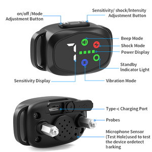 Collar eléctrico para entrenamiento de perros con pantalla a color, dispositivo automático antiladridos para mascotas, material ABS negro TC394G - Product Image 4