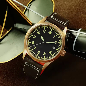 นาฬิกาข้อมือผู้ชายแบบอัตโนมัติ รุ่นนักบิน กระจกแซฟไฟร์ ตัวเรือนทองสัมฤทธิ์ กันน้ำ 20atm ระบบกลไก NH35 สไตล์วินเทจ <span class=keywords><strong>ราคา</strong></span>โรงงานขายส่ง รับผลิตตามสั่ง - Product Image 4