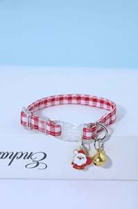 Collar para gato y perro con colgante navideño transfronterizo, diseño a cuadros, campana, hebilla de seguridad y adorno para gatito - Product Image 6
