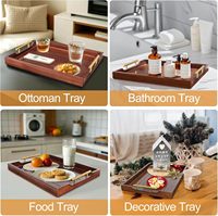 Plateau de table basse en bois avec logo personnalisé et poignées métalliques interchangeables, plateau de service décoratif noir pour ottoman, pour la décoration de la maison